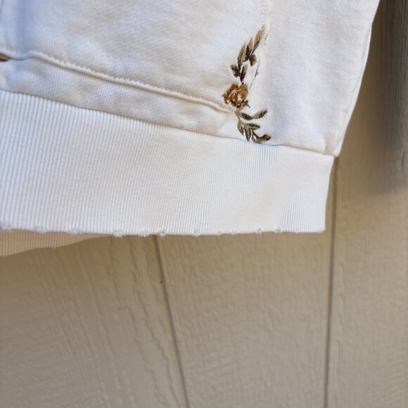Driftwood Teddy Full Zip Hoodie Women's Medium White Floral Embroidered Western - Picture 3 of 11